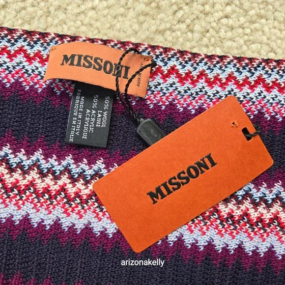 NWT Missoni Zig Zag Scarf Purple Red Blue - Picture 7 of 11